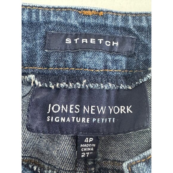 Jones New York Signature Petite Womens Stretch Jeans 4P Dark Wash Cotton/Spandex - Picture 3 of 4